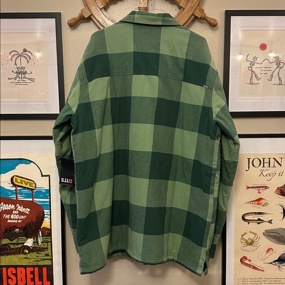 5.11 Tactical Trekking Green Check Seth Shirt Jacket Men’s XL NWT - Picture 4 of 6